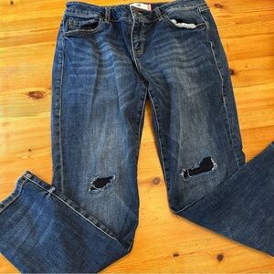 Cabi jeans slim boyfriend with destroyed denim size 10 patchwork women 10